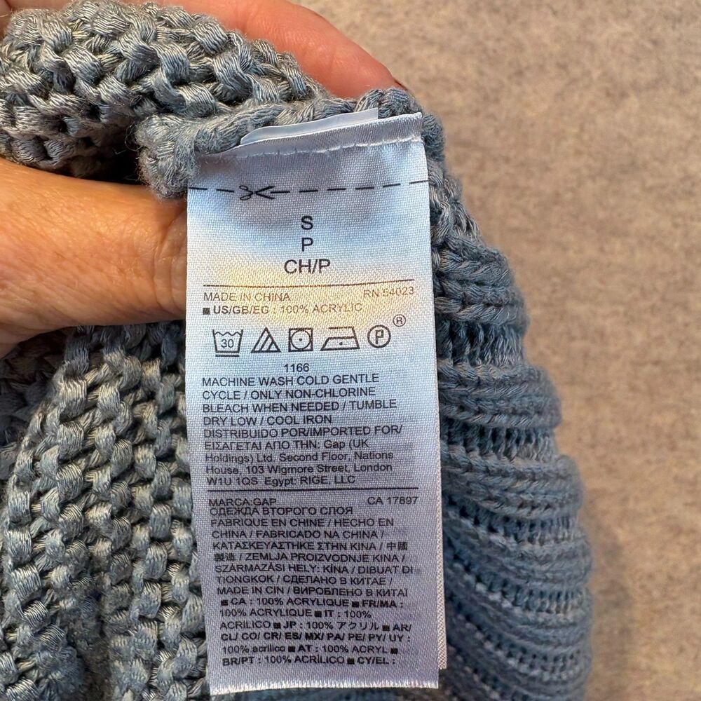 GAP Sleeveless Chunky Knit Mock Turtleneck Sweater Vest Blue-Grey Size S
